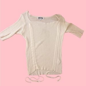 Amy Lynn ruched tie white top size large